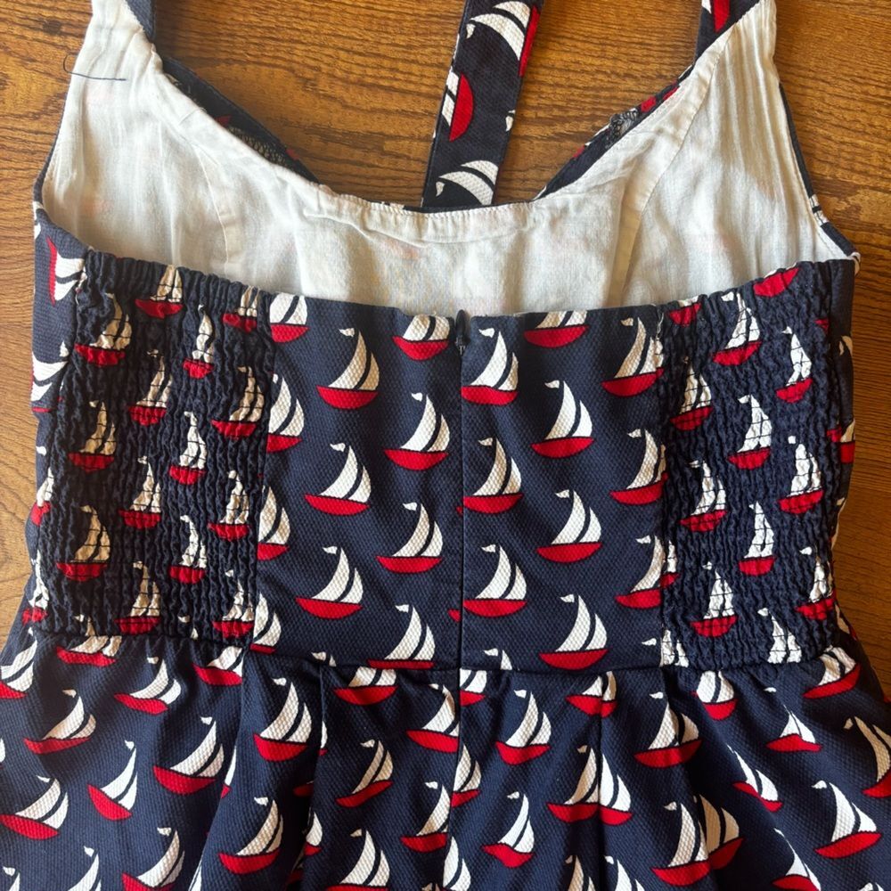 Anthropologie Postmark Windward Sailboat Nautical A-Line Halter Dress Size 2 - Picture 6 of 9